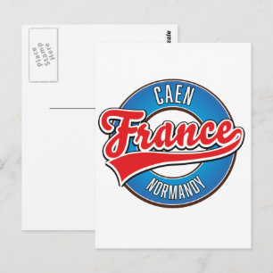 Caen Normandy France retro logo Briefkaart