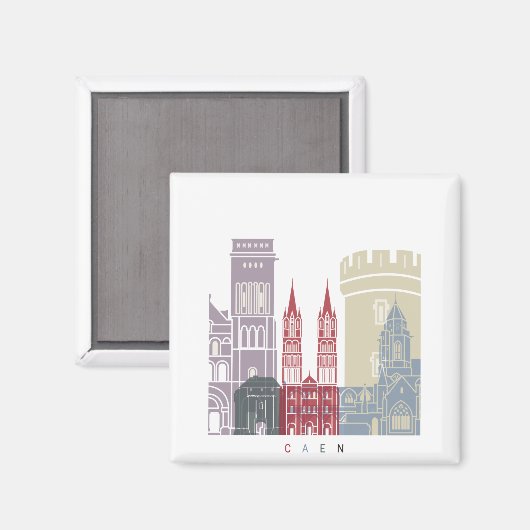 Caen skyline poster magneet (Voorkant / Achterkant)