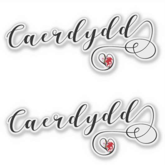 Caerdydd Flag Heart, Cardiff Sticker Sheet, Wales (Voorkant)