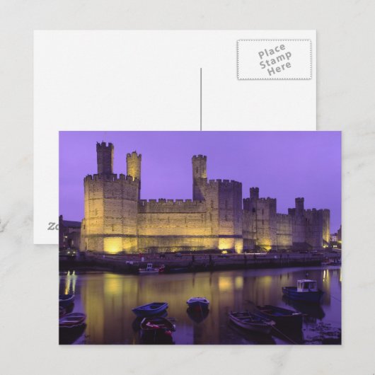 Caernarfon Castle, bij Night, Gwynedd, Wales Briefkaart (Voorkant / Achterkant)