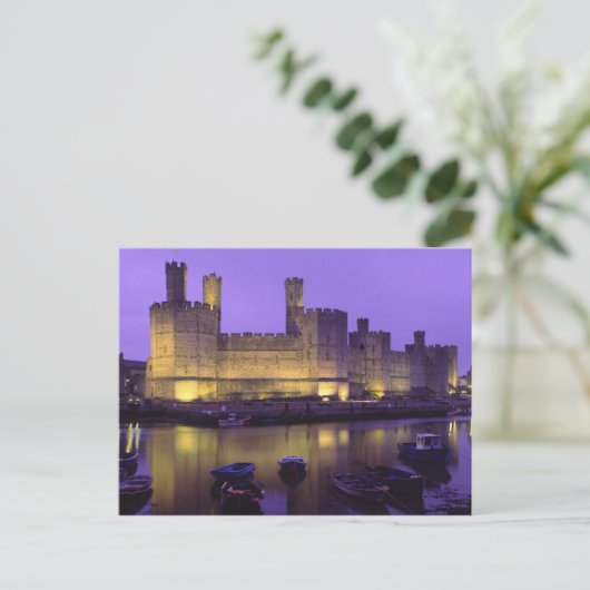 Caernarfon Castle, bij Night, Gwynedd, Wales Briefkaart (Staand voorkant)