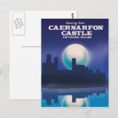 Caernarfon Castle, Gwynedd Wales reisposter Briefkaart (Voorkant / Achterkant)