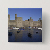 Caernarfon Castle, Gwynedd, Wales (RF) Vierkante Button 5,1 Cm (Voorkant)