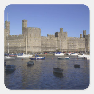 Caernarfon Castle, Gwynedd, Wales (RF) Vierkante Sticker