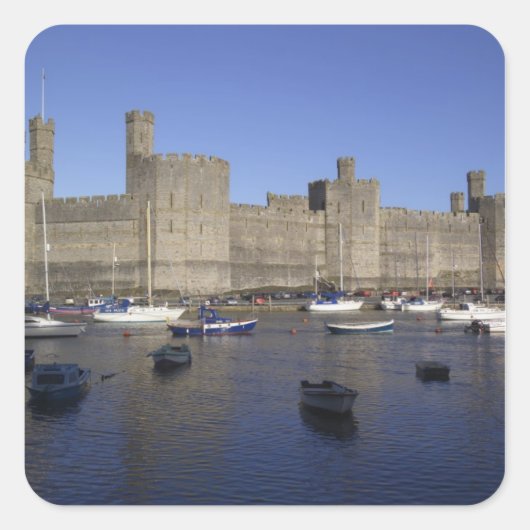 Caernarfon Castle, Gwynedd, Wales (RF) Vierkante Sticker (Voorkant)