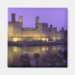 Caernarfon Castle, 's Nachts, Gwynedd, Wales Magneet