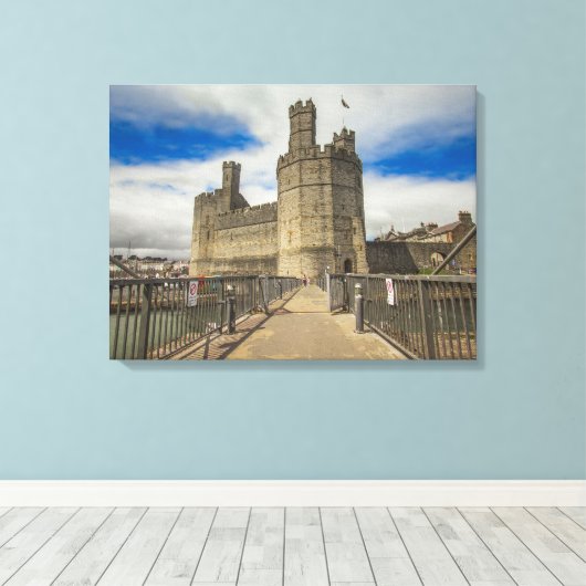 Caernarfon Castle Wales. Canvas Afdruk (Insitu (Houten vloer))
