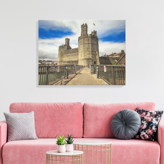 Caernarfon Castle Wales. Canvas Afdruk (Insitu (Woonkamer))