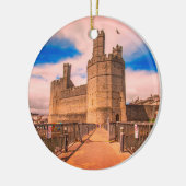 Caernarfon Castle Wales. Keramisch Ornament (Links)