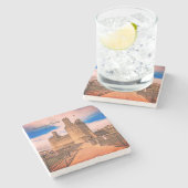 Caernarfon Castle Wales. Stenen Onderzetter (Zijkant)