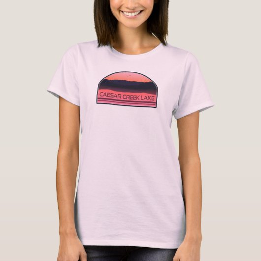 Caesar Creek Lake Ohio Rode Zonsondergang T-shirt (Voorkant)