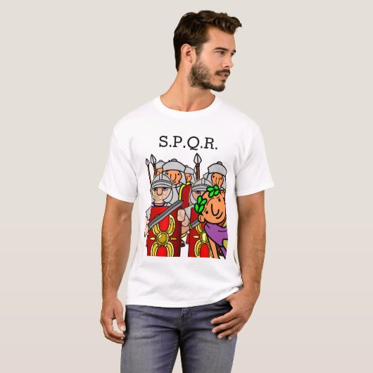 Caesar Photo-Bomb Roman Legion Selfie S.P.Q.R. T-shirt (Voorkant volledig)