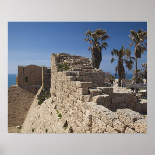 Caesarea ruïnes van de haven gebouwd door Herodes Poster