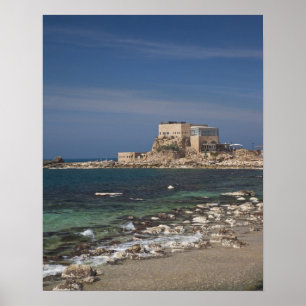Caesarea ruïnes van de haven gebouwd door Herodes  Poster