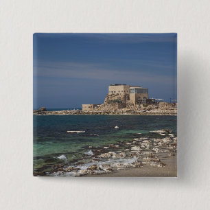 Caesarea ruïnes van de haven gebouwd door Herodes  Vierkante Button 5,1 Cm