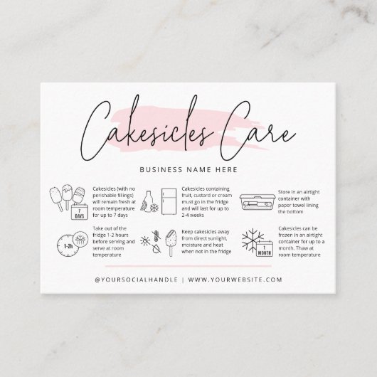 Caesicles verzorgingsinstructies Lichtroze Waterve Visitekaartje (Voorkant)