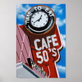 Cafe 50's Diner op Historic Route 66 Poster (Voorkant)