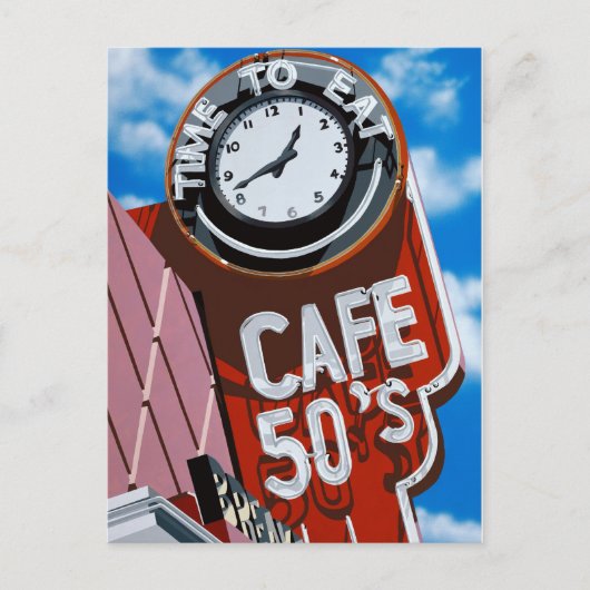 Cafe 50's Retro Diner Painting Briefkaart (Voorkant)