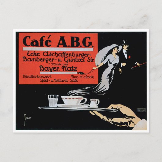 Cafe ABG  Koffiewinkel en kunst Briefkaart (Voorkant)