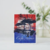 Cafe Aroma Sidewalk Cafe Red Blue Pop Art Design Briefkaart (Staand voorkant)