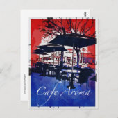 Cafe Aroma Sidewalk Cafe Red Blue Pop Art Design Briefkaart (Voorkant / Achterkant)