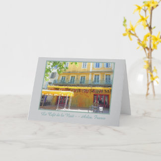 "CAFE AT NIGHT IN ARLES FRANCE" Greeting Card Kaart