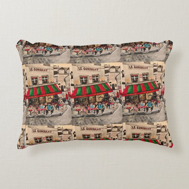 "Cafe at Rue Norvins, Montmarte" Parijs Accent Kussen (Voorkant)