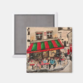 "Cafe at Rue Norvins, Montmarte" Parijs Magneet (Voorkant / Achterkant)