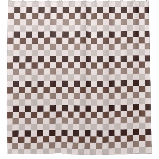 Cafe Au Lait checkerboard pattern Douchegordijn (Voorkant)