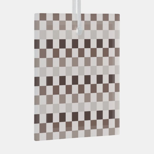 Cafe Au Lait checkerboard pattern Glas Ornament (Voorkant Rechts)