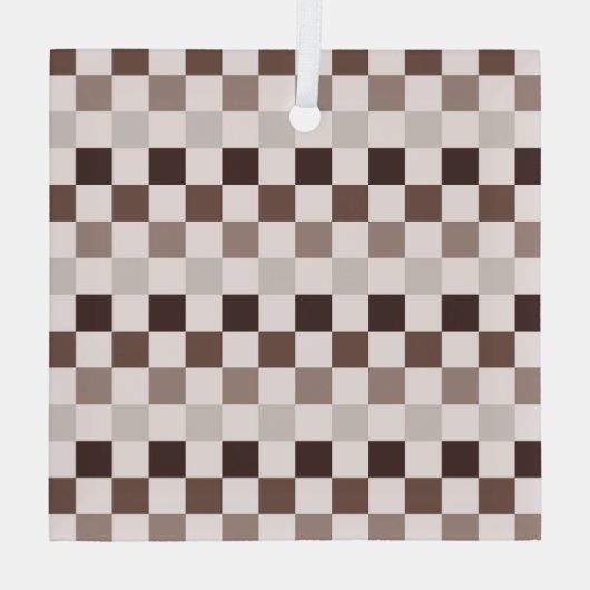 Cafe Au Lait checkerboard pattern Glas Ornament (Achterkant)