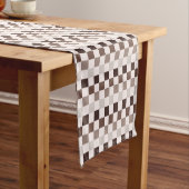 Cafe Au Lait checkerboard pattern Korte Tafelloper (Voorbeeld)