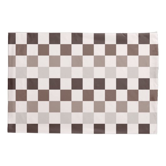 Cafe Au Lait checkerboard pattern Kussensloop (Achterkant-Links)