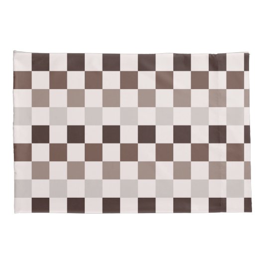 Cafe Au Lait checkerboard pattern Kussensloop (Achterkant-Rechts)