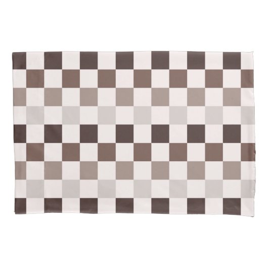 Cafe Au Lait checkerboard pattern Kussensloop (Voorkant-Links)