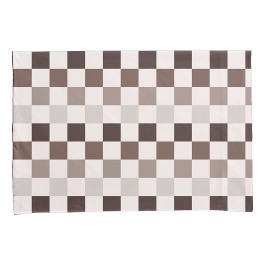 Cafe Au Lait checkerboard pattern Kussensloop (Voorkant-Rechts)