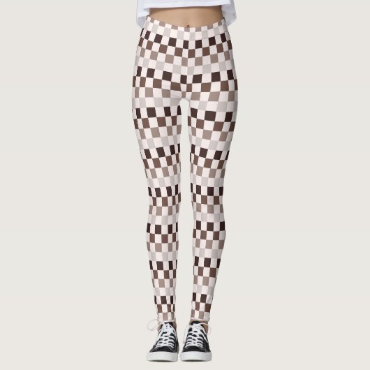Cafe Au Lait checkerboard pattern Leggings (Voorkant)