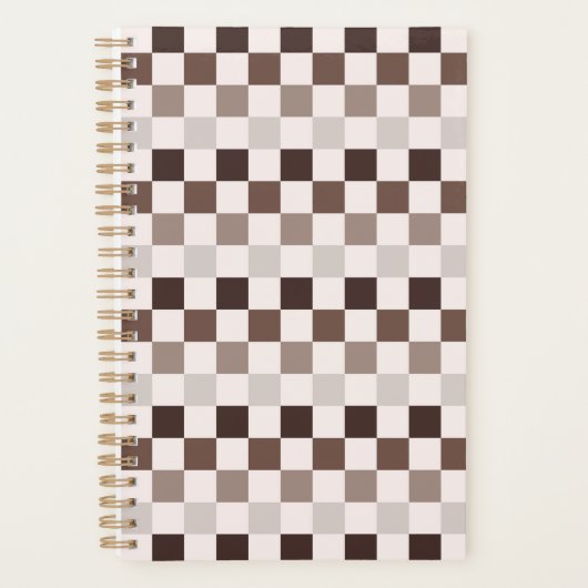 Cafe Au Lait checkerboard pattern Planner (Voorkant)