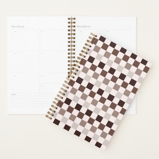 Cafe Au Lait checkerboard pattern Planner (Display)