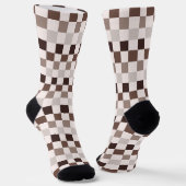 Cafe Au Lait checkerboard pattern Sokken (Gebogen)