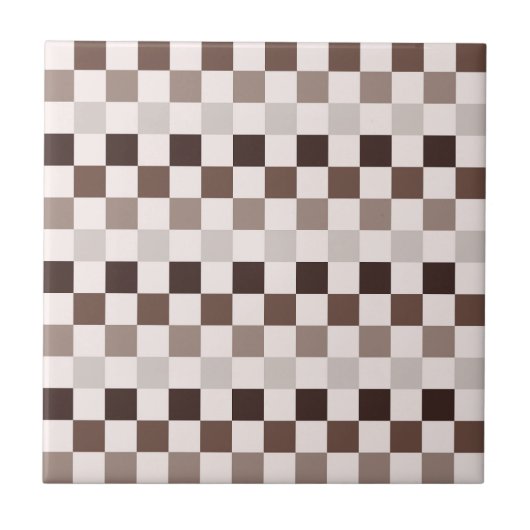 Cafe Au Lait checkerboard pattern Tegeltje (Voorkant)