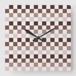 Cafe Au Lait checkerboard pattern Vierkante Klok