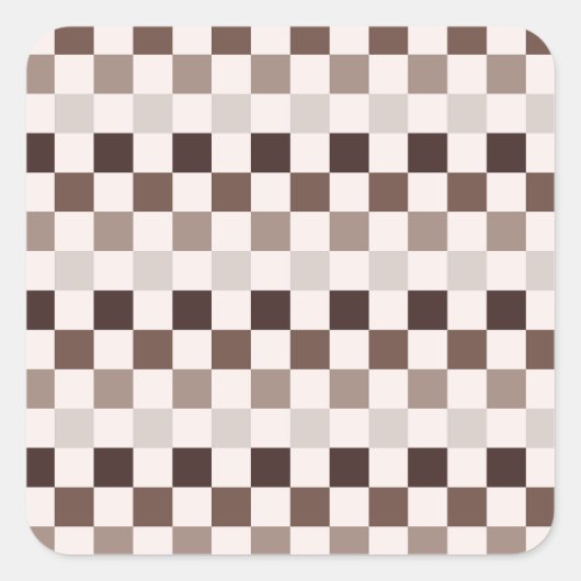 Cafe Au Lait checkerboard pattern Vierkante Sticker (Voorkant)