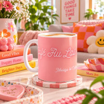 Cafe Au Lait de hele dag - Perzik Roze Geel Gradië
