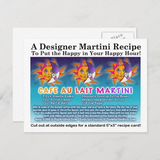 Cafe Au Lait Martini Recept Briefkaart (Voorkant / Achterkant)