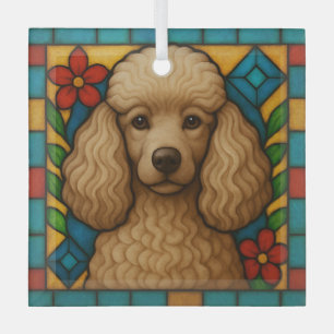 Cafe au Lait Poedel Hond "Glas in lood" Glas Ornament