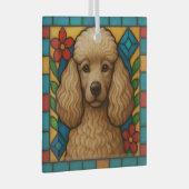 Cafe au Lait Poedel Hond "Glas in lood" Glas Ornament (Voorkant Rechts)