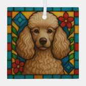 Cafe au Lait Poedel Hond "Glas in lood" Glas Ornament (Achterkant)