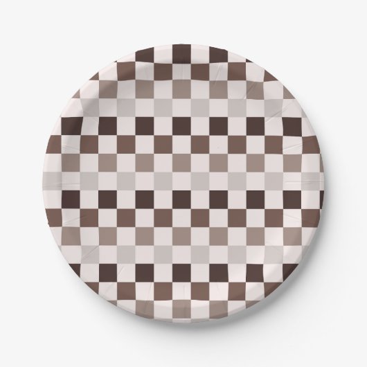 Cafe Au Lait schaakbordpatroon Papieren Bordje (Voorkant)