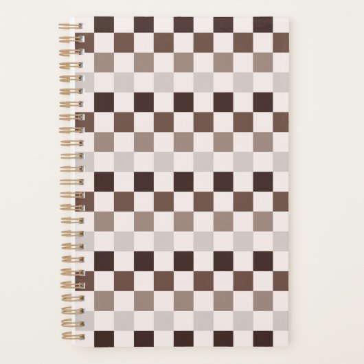 Cafe Au Lait schaakbordpatroon Planner (Voorkant)
